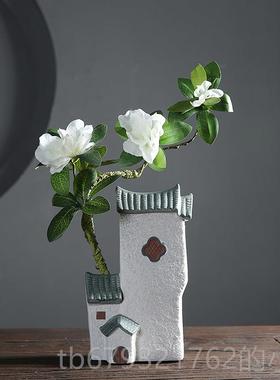 高档意创陶瓷家品居客厅餐桌酒柜装玄关饰式乔迁新居新中假花花瓶