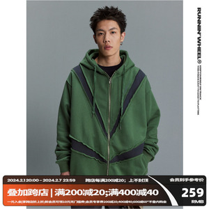 RNWL 23AW 肩部褶皱破坏开衫卫衣秋冬流行国潮牌原创百搭男女同款