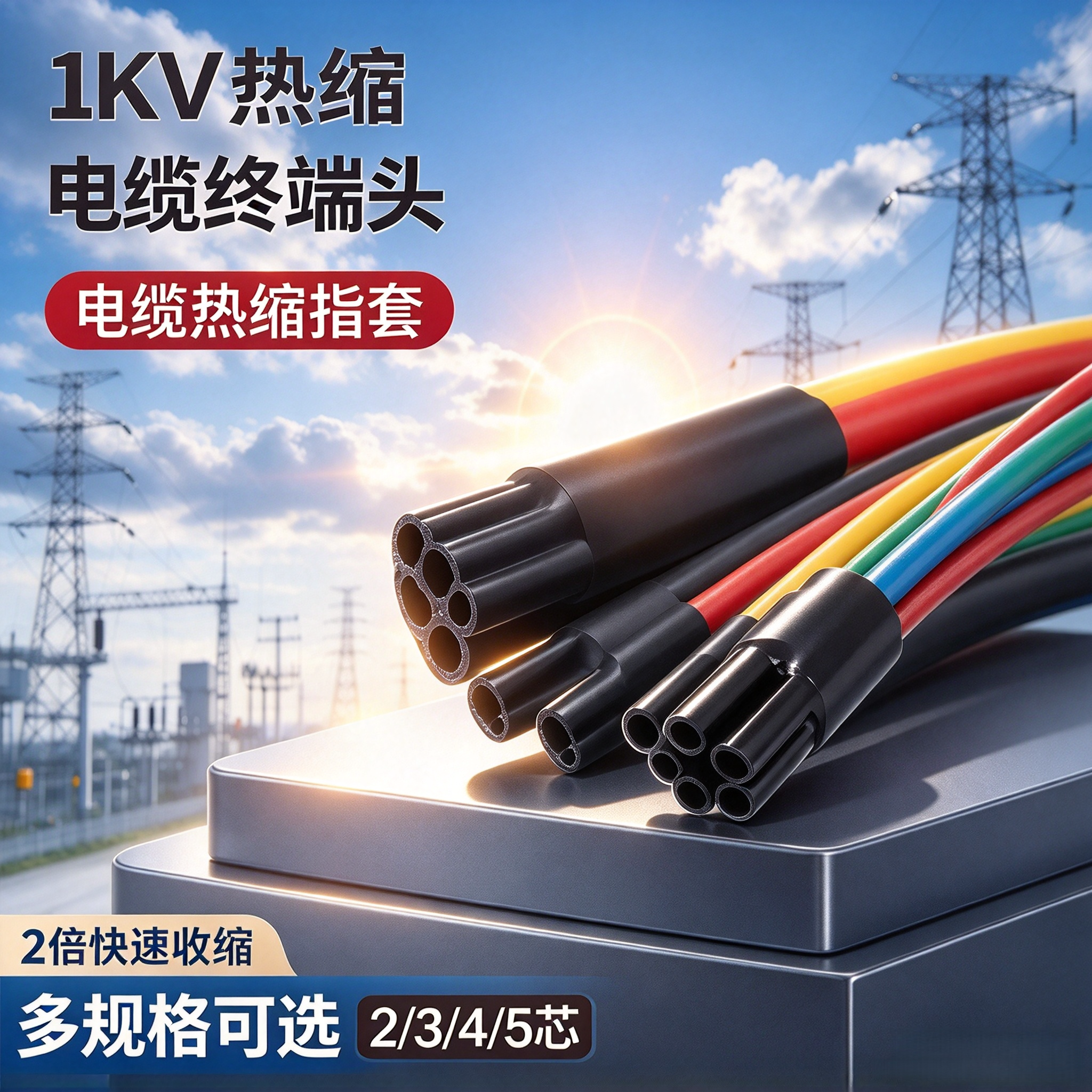 低压电缆热缩终端头SY-1KV二三四五芯绝缘指套套管电力电缆附件