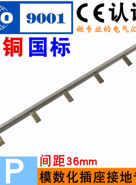 AC30模数化插座连接铜排电气汇流排1P间距36mm紫铜国标接线排