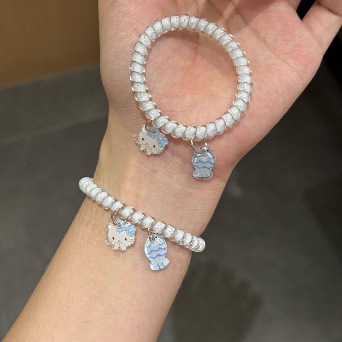 猫咪小鱼电话线发圈女扎头发绳情侣手链少女头绳可爱网红发饰蓝色,家庭/个人清洁工具,发圈/发网,淘宝优惠券,粉丝福利购,淘宝优惠卷