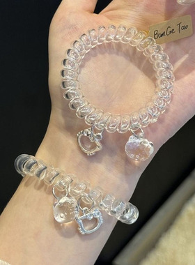 甜美可爱kitty透明电话线发圈