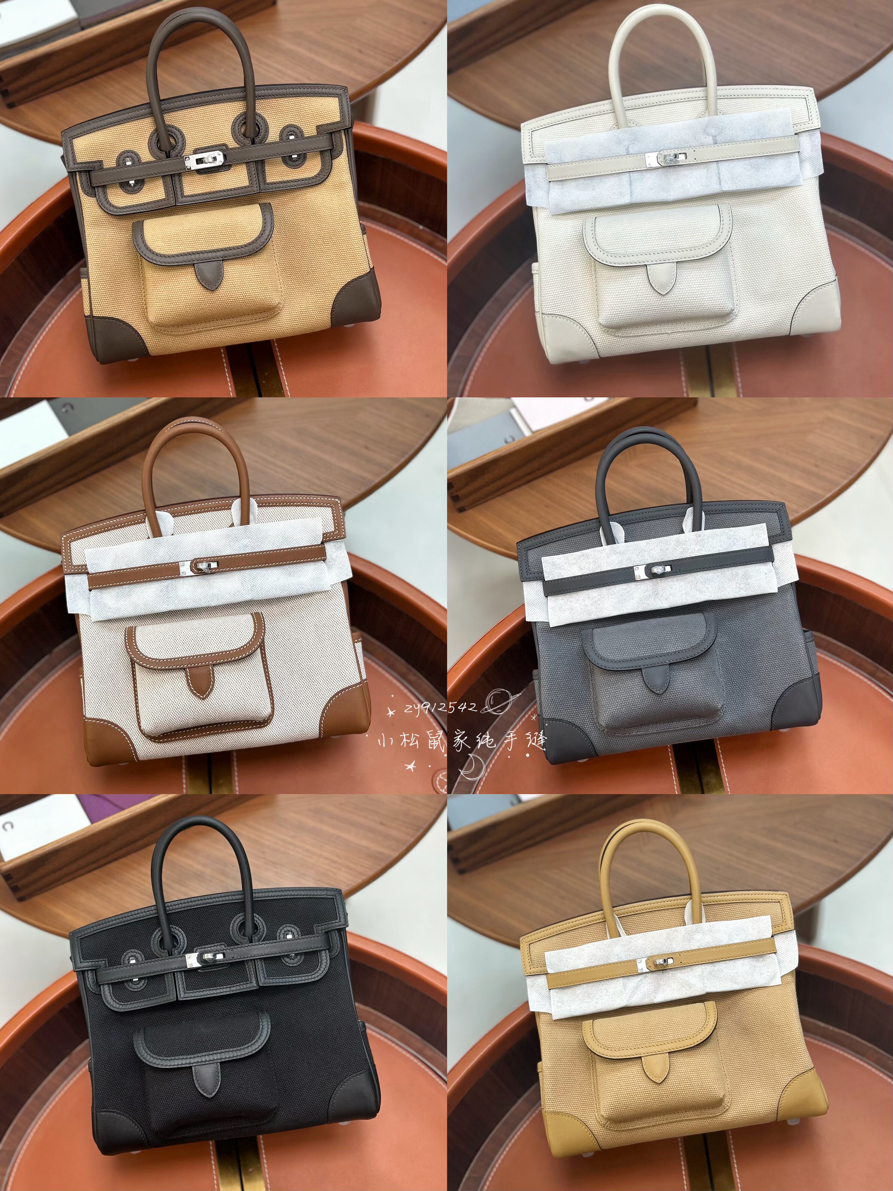 纯手工蜡线cargo进口帆布拼swift皮铂金包bk25手提女包树皮饼干色