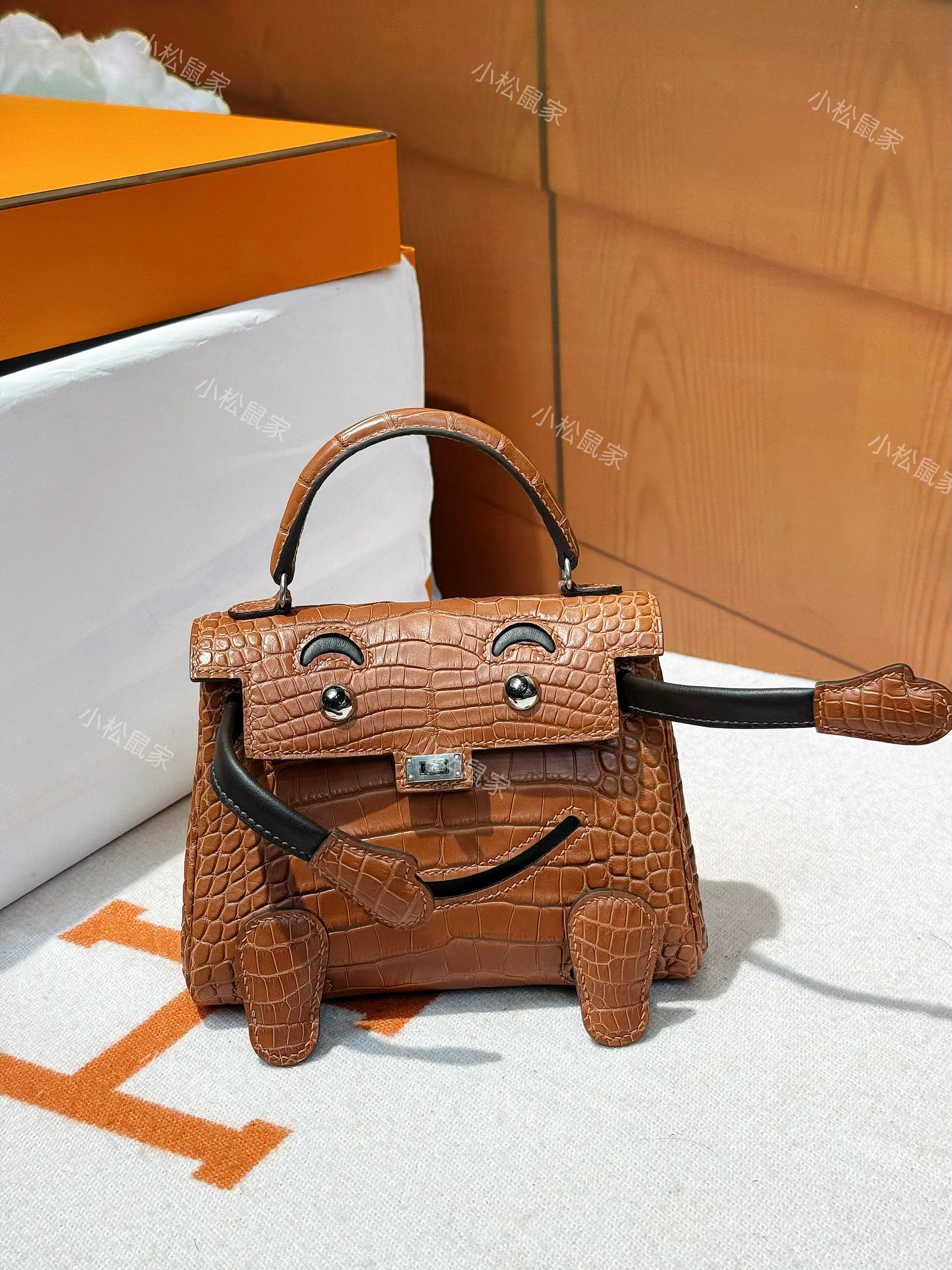 定制收藏级doll鳄鱼皮凯莉女KL迷你娃娃包美洲hcp金棕手提