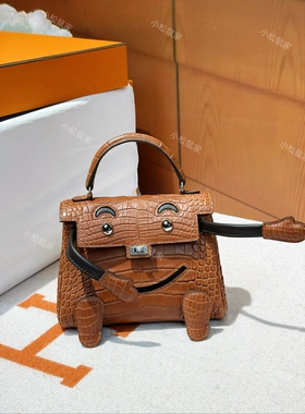 定制收藏级doll鳄鱼皮凯莉女KL迷你娃娃包美洲hcp金棕手提