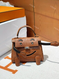 定制收藏级doll鳄鱼皮凯莉女KL迷你娃娃包美洲hcp金棕手提