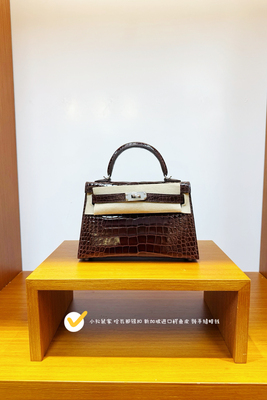 Mk2迷你凯莉包二代19全手工进口hcp原厂美洲亮面鳄鱼皮哈瓦那银扣