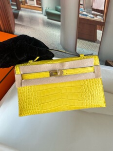 手工定制金盏花黄色mk1迷你一代kl22雾面手拿凯莉包hcp南非鳄鱼皮