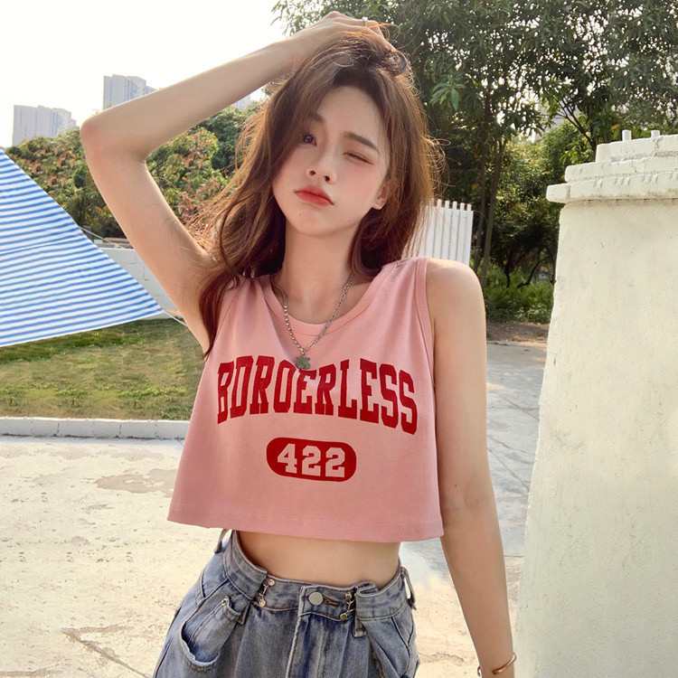 美式休闲运动吊带小背心女夏季宽背心吊带