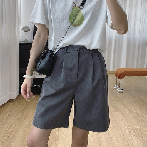 后半松紧腰显瘦垂感西装短裤女夏