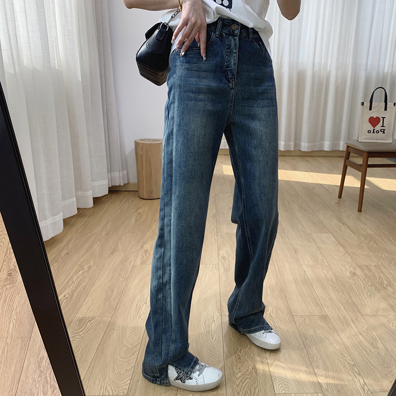 开叉高腰垂感显瘦阔腿裤女秋季