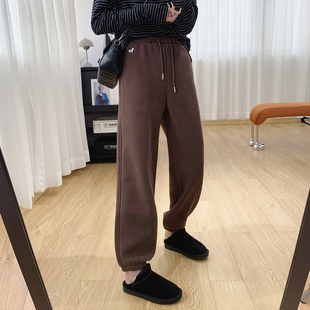 女冬季 哈伦休闲裤 宽松束脚运动裤 子2025新款 冬 秋冬裤 显瘦加绒卫裤