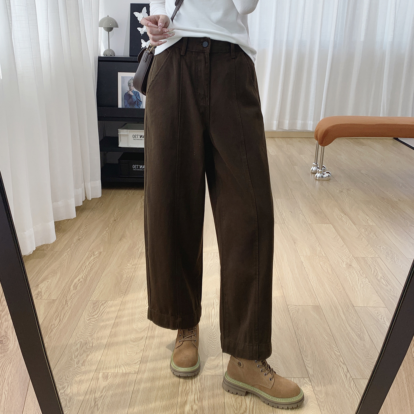 显瘦宽松直筒小个子阔腿牛仔裤女