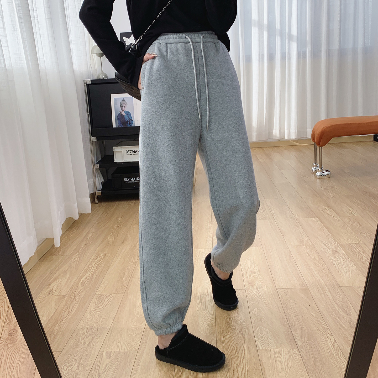 抽绳松紧腰加厚加绒卫裤女冬季裤子宽松束脚休闲运动裤显瘦哈伦裤,女装/女士精品,休闲裤,淘宝优惠券,粉丝福利购,淘宝优惠卷