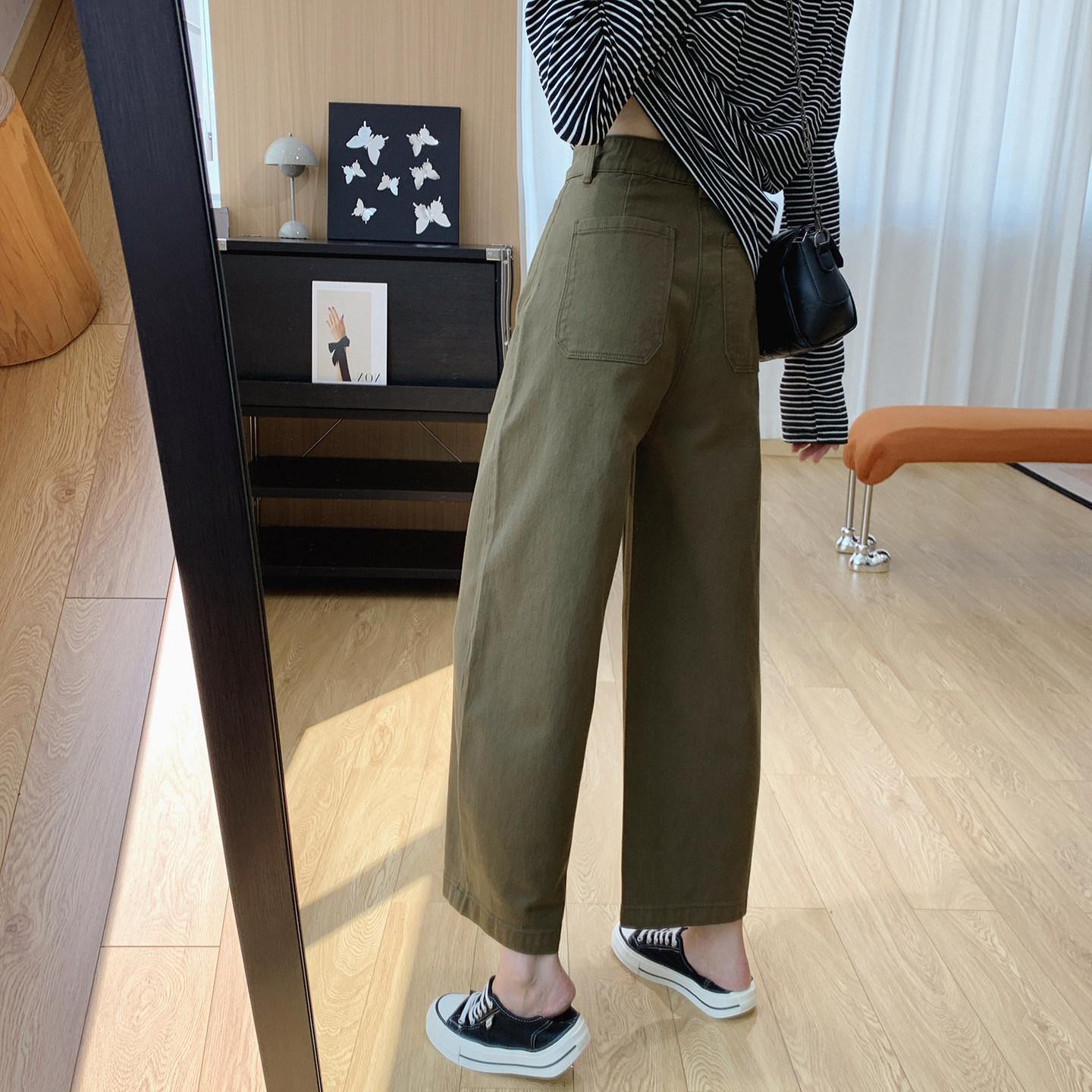 高腰显瘦气球弯刀牛仔裤女秋季图片