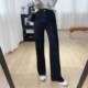高腰显瘦加绒阔腿裤 长裤 女秋冬加长裤 直筒牛仔裤 子窄版 清仓特价