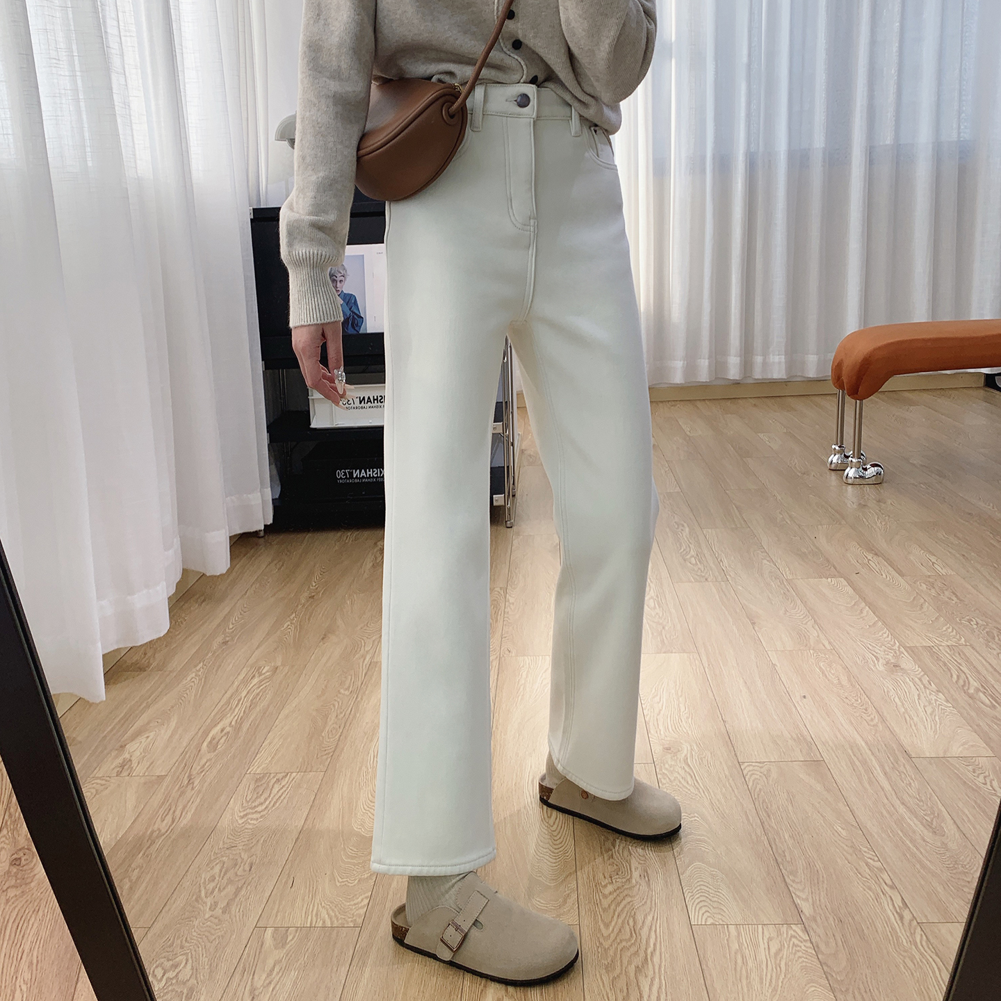 四面弹高腰显瘦加厚加绒烟管裤女