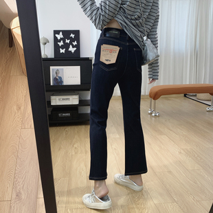 女秋季 春秋裤 九分裤 喇叭裤 子 修身 四面弹莱赛尔高腰显瘦微喇牛仔裤