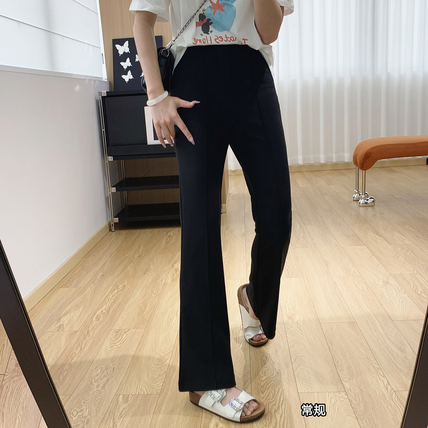 秒变超模腿！高腰显瘦黑色微喇裤女春夏季裤子提臀修身休闲喇叭裤