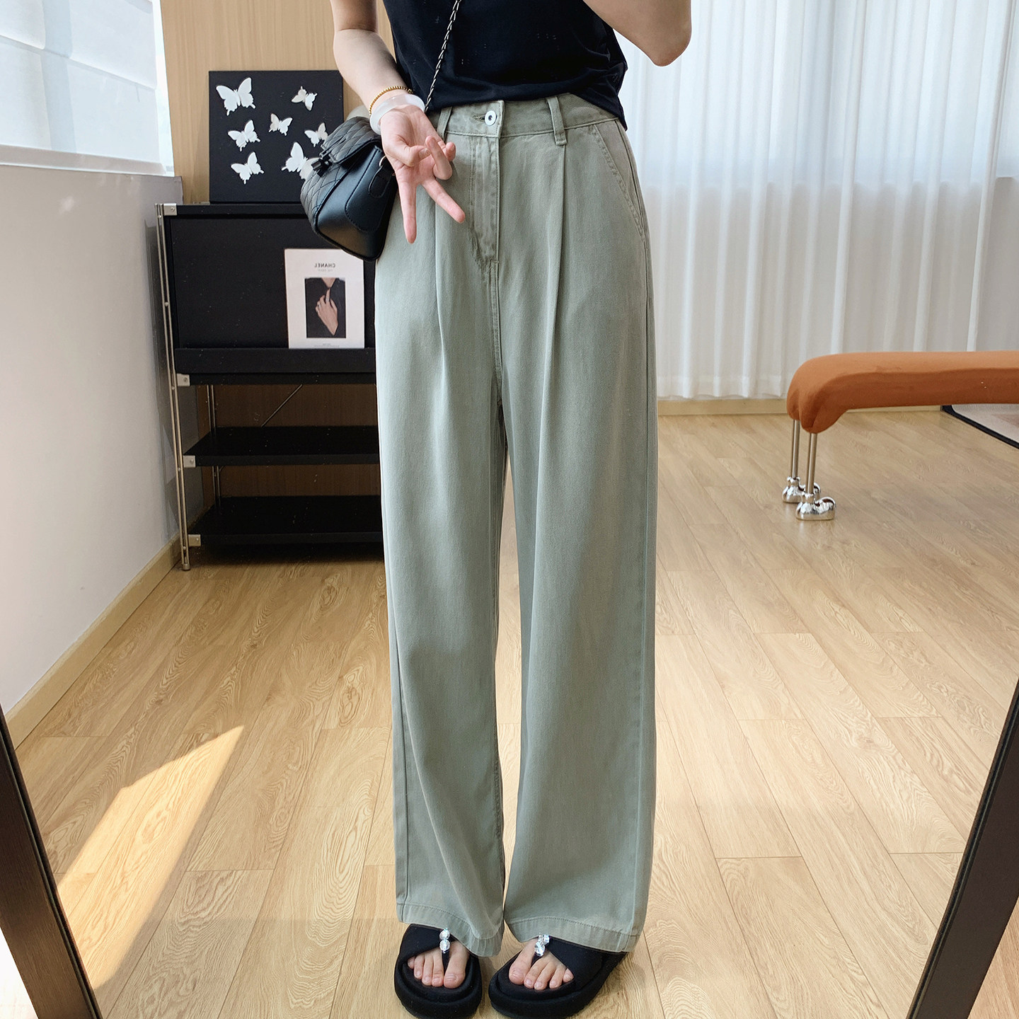 高腰显瘦垂感直筒天丝牛仔裤女夏图片