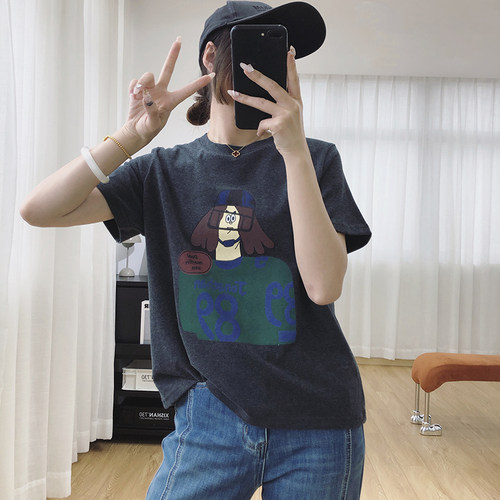 柔软亲肤卡通印花短袖T恤女夏薄