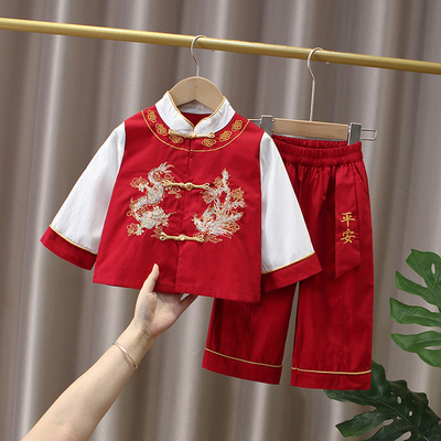 汉服男童秋季2025新款中国风古装儿童春秋改良新中式日常可穿套装