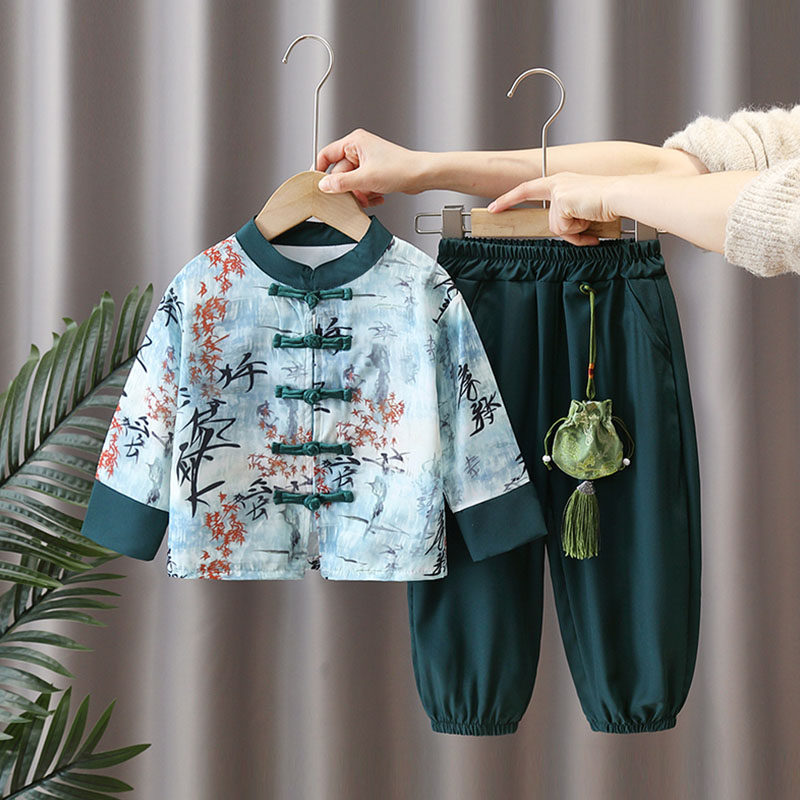 汉服男童春秋新中式套装国学服图片