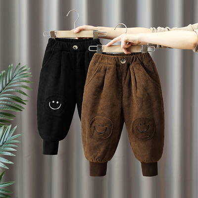 男童加绒棉裤三层加厚儿童长裤潮