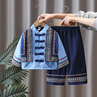 儿童少数民族春秋新疆西域风情男童苗族套装壮族三月三国风表演服