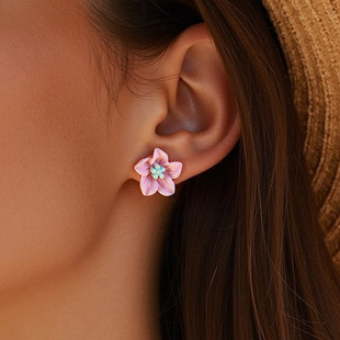 EZ5818精品欧美彩色小花泫雅风耳钉女套装小清新可爱女耳饰品