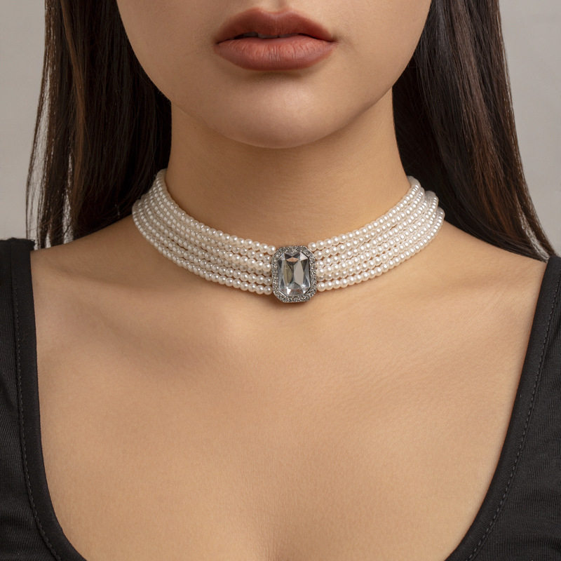 精美饰品包邮复古巴洛克宫廷风轻奢优雅多层叠戴镶钻项链necklace