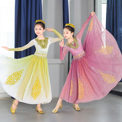 新疆舞蹈演出服儿童维吾族维吾尔族古丽裙子民族服饰维族女童服装