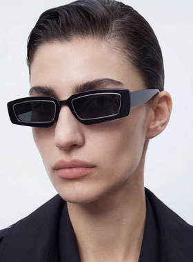 【七夕礼物】JINNNN STARMAN 长方形窄框银边合金太阳镜墨镜