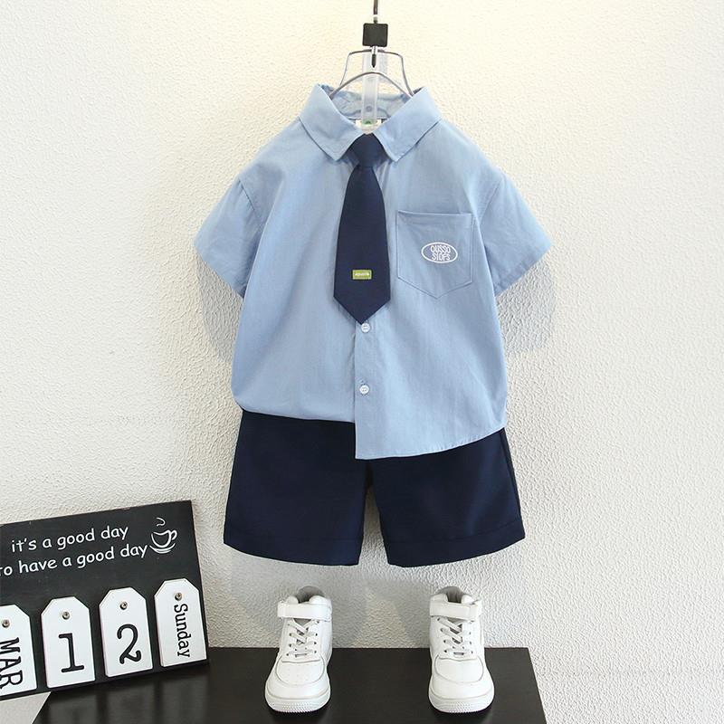 男童礼服夏2025新款儿童西装套装帅气幼儿园毕业照小主持人演出服