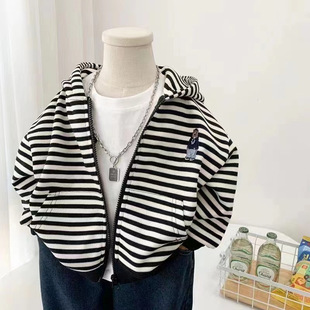 男童外套春秋款2026新款男宝连帽卫衣韩版时尚帅气小男孩春装上衣