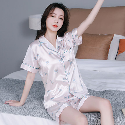2026年新款夏天冰丝绸睡衣女夏季薄款短袖短裤青年少女家居服套装