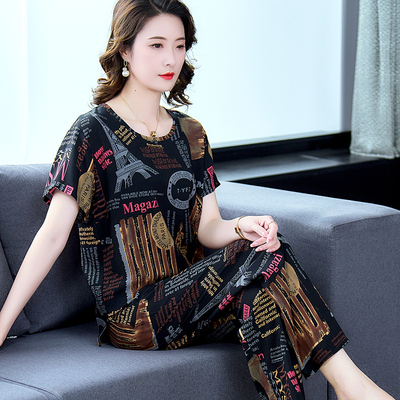 中老年女士新款棉绸时尚显瘦睡衣