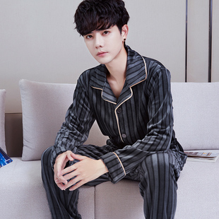 睡衣男士秋冬季薄款珊瑚绒冬天海岛绒男款春秋长袖保暖家居服套装
