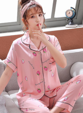 韩版大码人造棉短袖甜美风家居服