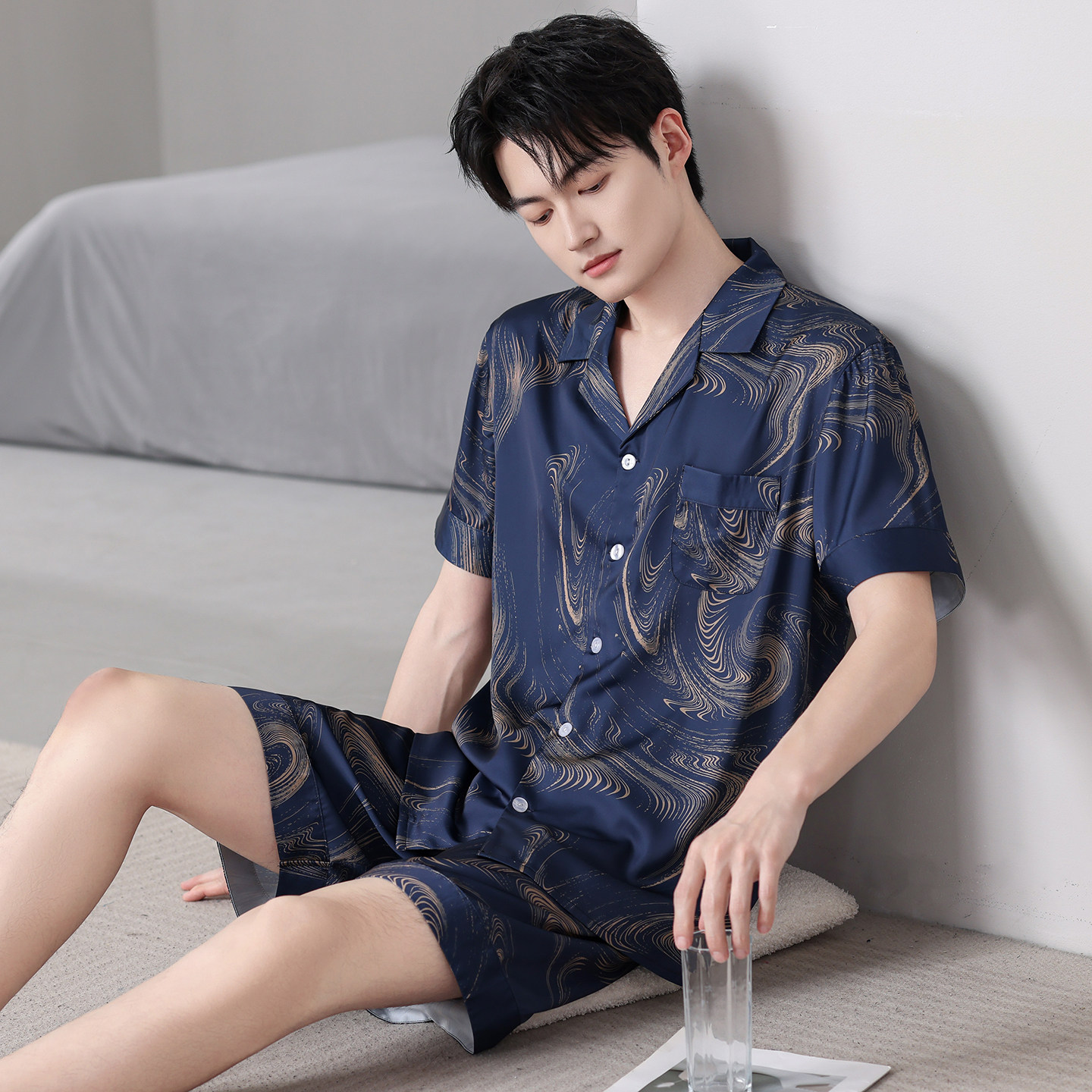 男士睡衣夏季短袖男款冰丝短袖套装春夏款薄款丝绸2026新款家居服