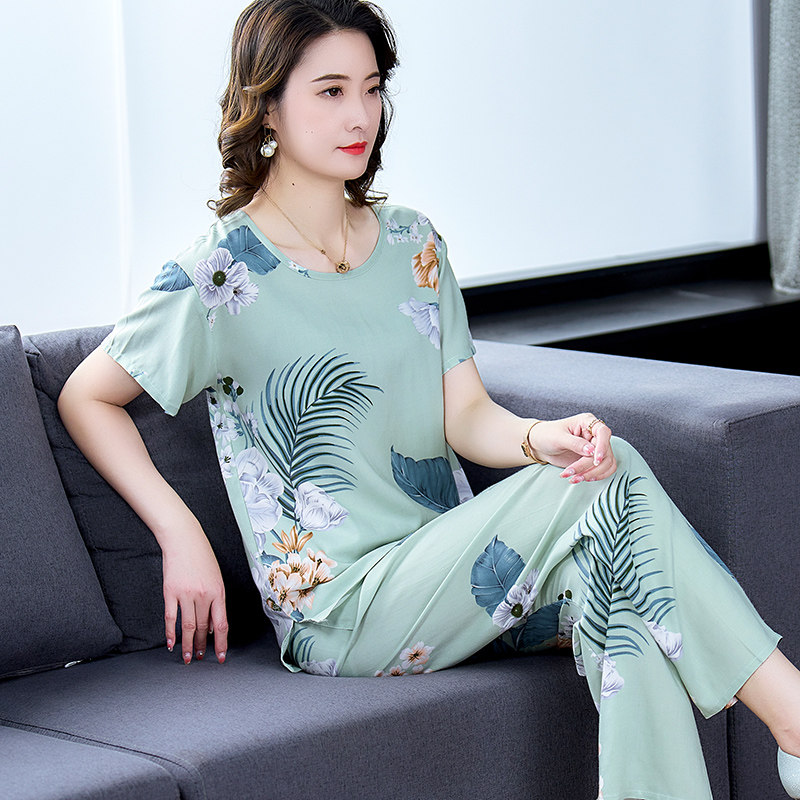 女棉绸春夏新款人棉薄款睡衣