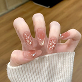 新年烟花炫彩爆款 纯手工穿戴甲高级感秋冬轻奢气质猫眼美甲可拆卸