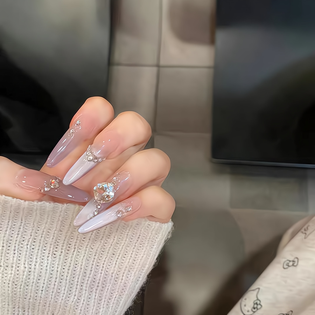 【微甜少女】纯手工穿戴甲温柔千金感纯欲粉法式猫眼珍珠K9钻美甲