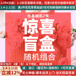 鲜切花玫瑰百合向日葵康乃馨盲盒随机云南基地直发水培插花束混搭