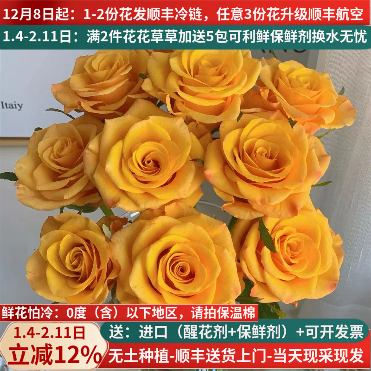 辉煌新鲜玫瑰鲜花云南基地直发花瓶插花束家用水养斗南市场顺丰黄,鲜花速递/花卉仿真/绿植园艺,花材,淘宝优惠券,粉丝福利购,淘宝优惠卷