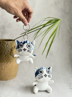 云南手工扎染瓦猫挂件大理蓝染呆萌猫咪布偶钥匙扣公仔纪念伴手礼