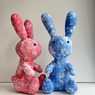 云南大理白族手工扎染布艺兔子摆件板蓝根植物染大号兔子摆件手伴