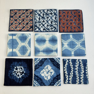 彝家扎染布艺杯垫丨手工蓝染布杯垫茶桌垫加厚夹棉隔热杯垫民族风