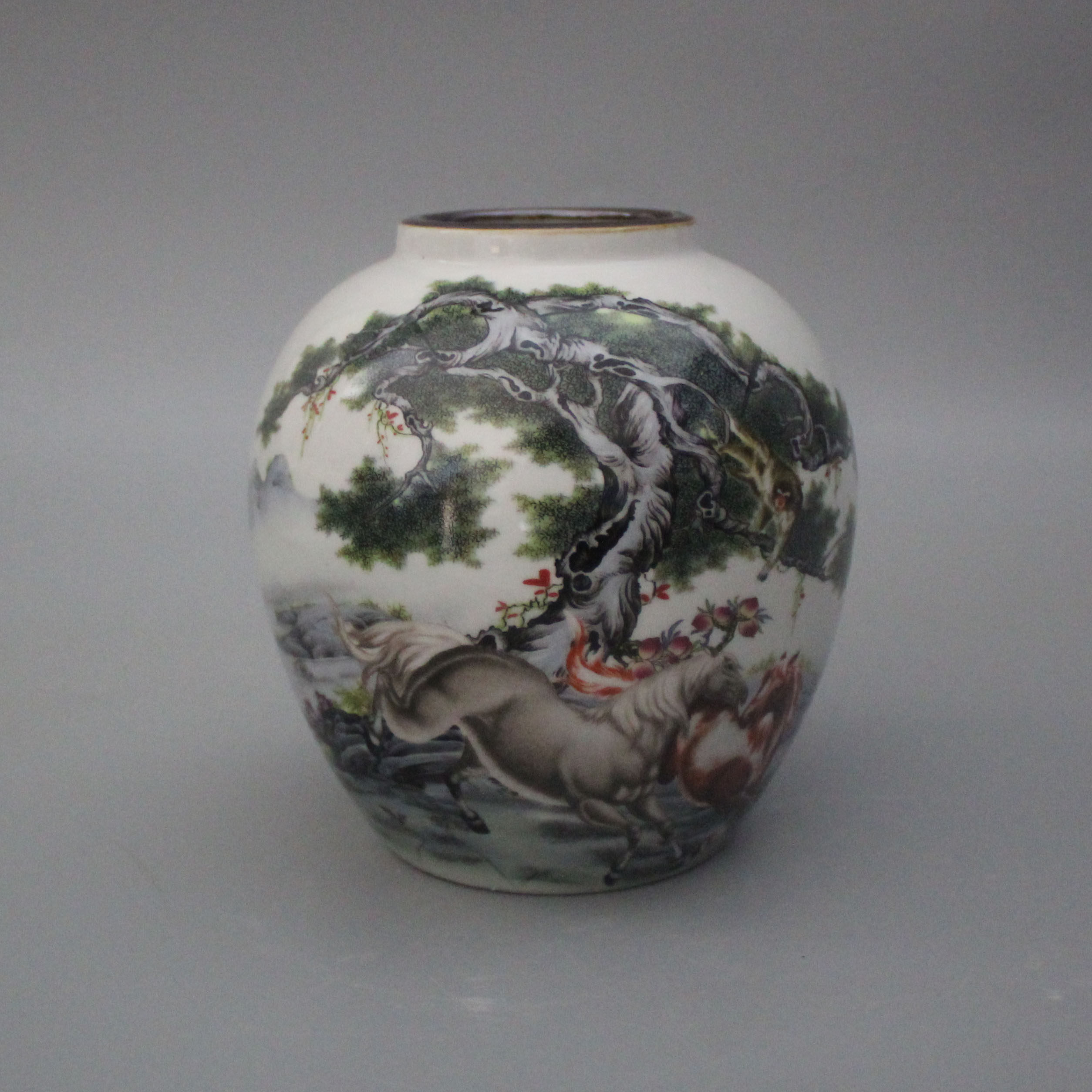 清光绪粉彩马上封侯纹枣子罐坛仿古老货瓷器家居中式摆件古玩收藏