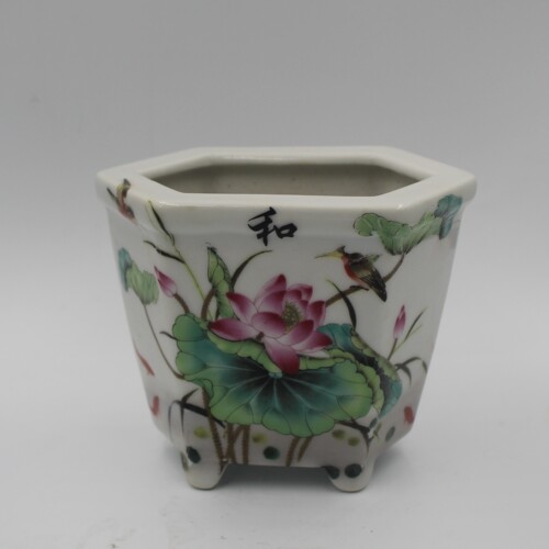 粉彩小花盆菖蒲景德镇仿古